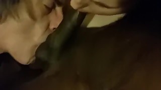 Husband And Wife Both Suck On Big Black Cock